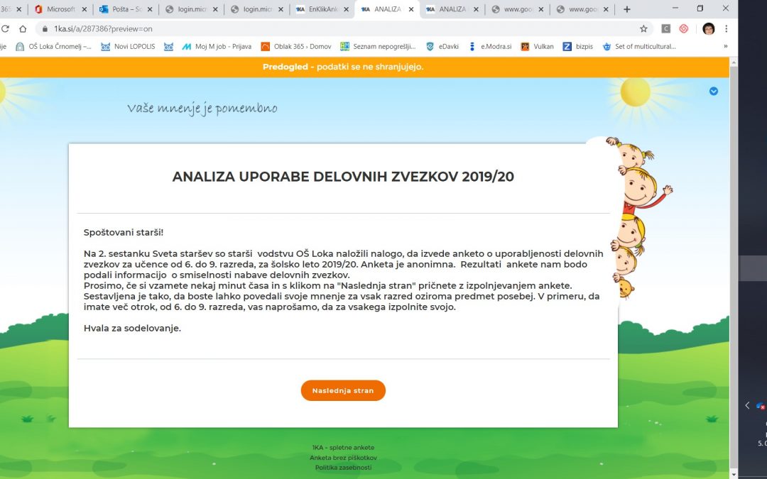 Analiza uporabe delovnih zvezkov v šolskem letu 2019/2020