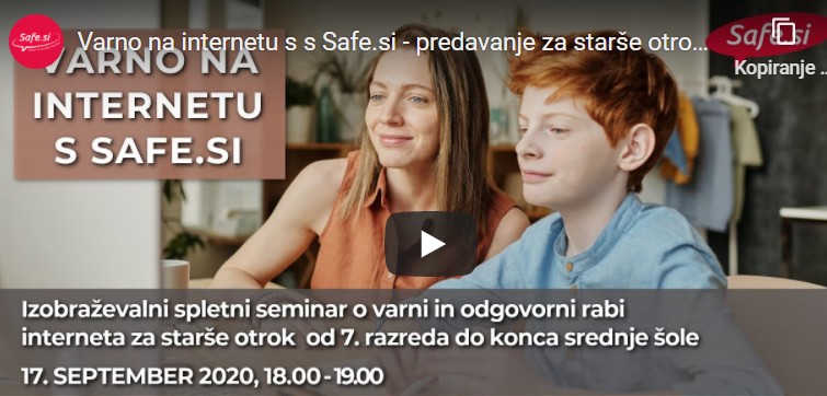 Posnetek seminarja o varni in odgovorni rabi interneta za starše otrok od 7. razreda dalje