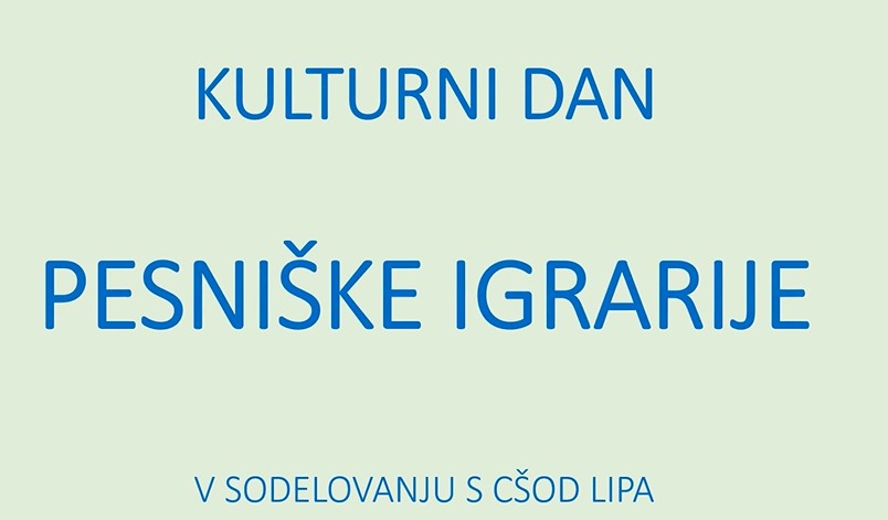 KULTURNI DAN – PESNIŠKE IGRARIJE