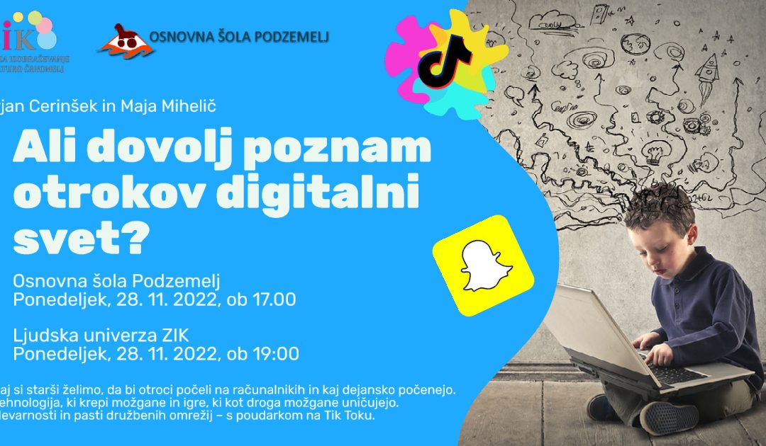 Vabilo na predavanje Ali dovolj poznam otrokov digitalni svet?