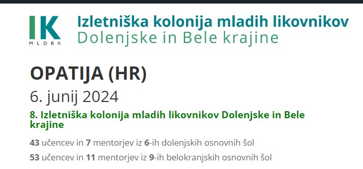 Ustvarjena je spletna razstava izdelkov 8. izletniške kolonije mladih likovnikov Dolenjske